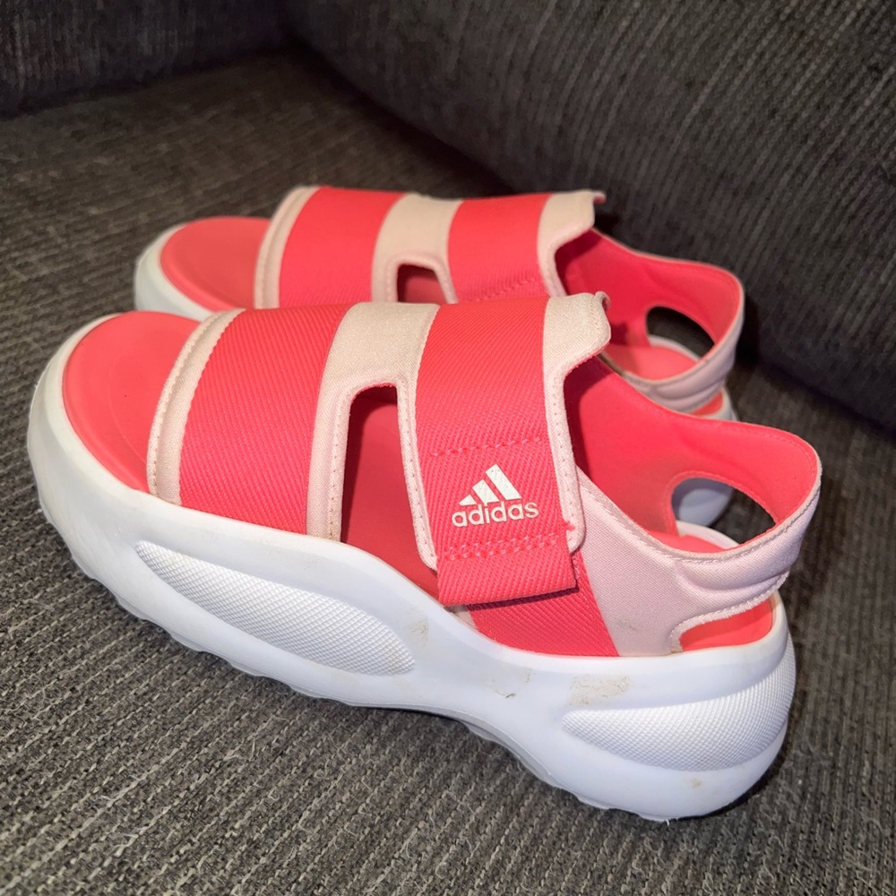 Adidas Hot Pink and White Sporty Sandals with Velcro Straps - Picture 3 of 7